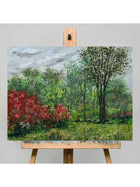 Nature Holds The Key Acrylic Landscape Painting 6" X 8" Wall Art Unframed